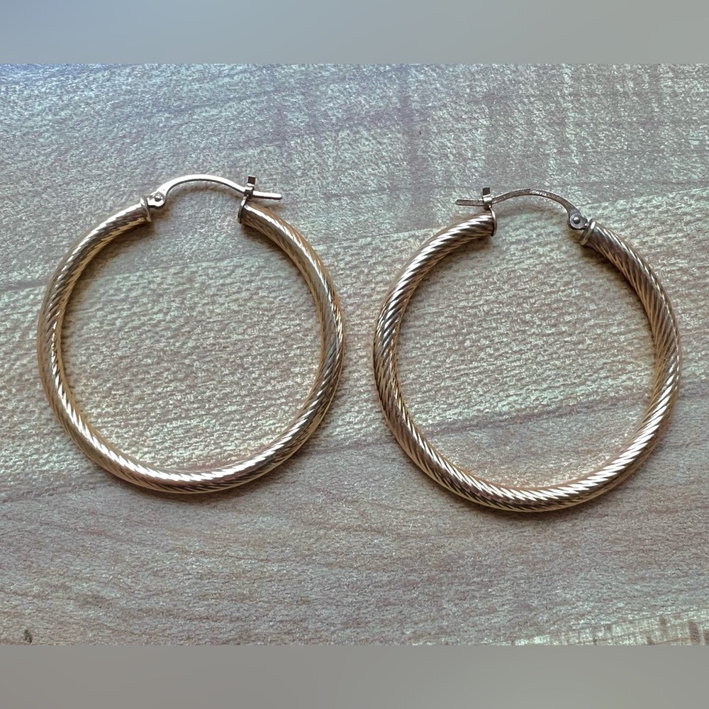 14k Gold Hoop Earrings 1.5” (35mm)